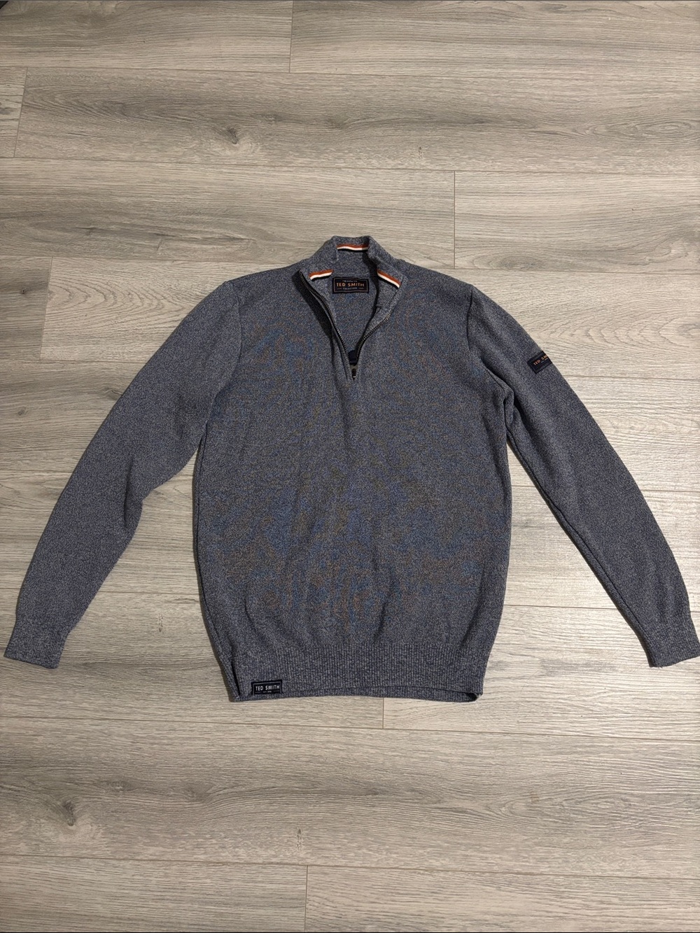 Ted Smith Men's Zip-Neck Sweater in Charcoal Gray